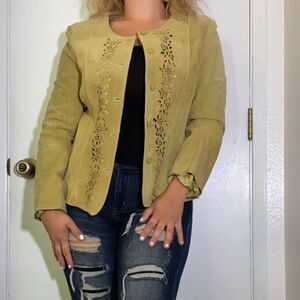 SOLD J. Jill Suede Style Light Green Jacket🍓